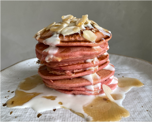 Pink Pancakes with Del Alba! It looks yummy and tastes yummy...